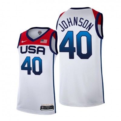 Youth Nike Kldon Johnson White USA Basketball 2020 Summer Olympics Player Jersey
